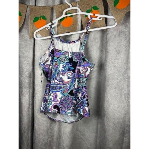 Island Escape Womens Size 10 Paisley Print Underwire High Neck Tankini - Picture 6 of 7
